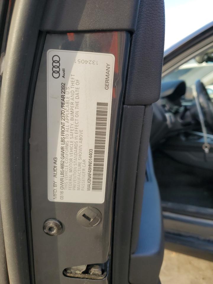 2017 Audi A4 Premium VIN: WAUGNAF48HN014403 Lot: 93556075