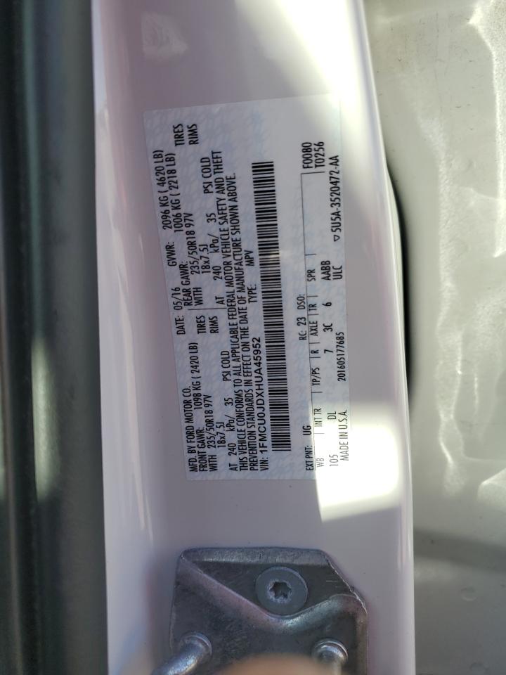 2017 Ford Escape Titanium VIN: 1FMCU0JDXHUA45952 Lot: 92526385