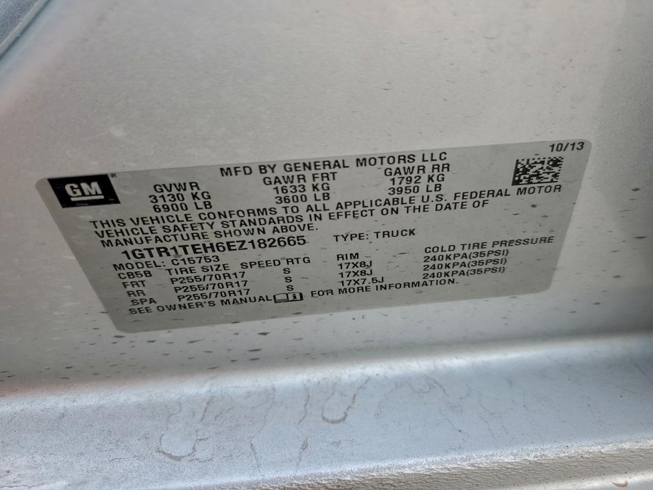 2014 GMC Sierra C1500 VIN: 1GTR1TEH6EZ182665 Lot: 93704375