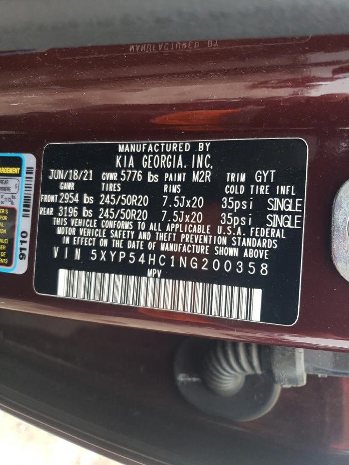 2022 Kia Telluride Sx VIN: 5XYP54HC1NG200358 Lot: 93667745