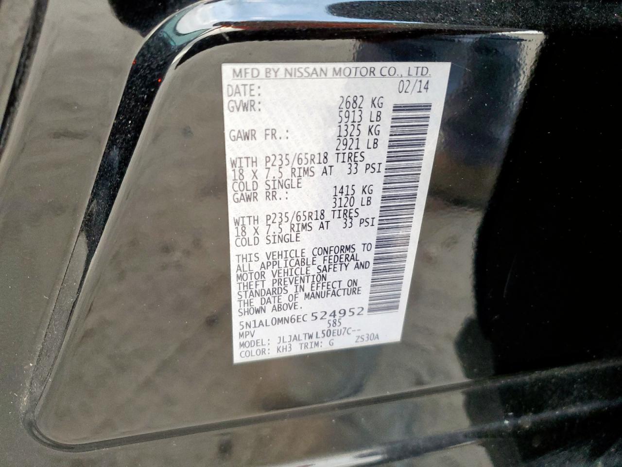 2014 Infiniti Qx60 VIN: 5N1AL0MN6EC524952 Lot: 92525305