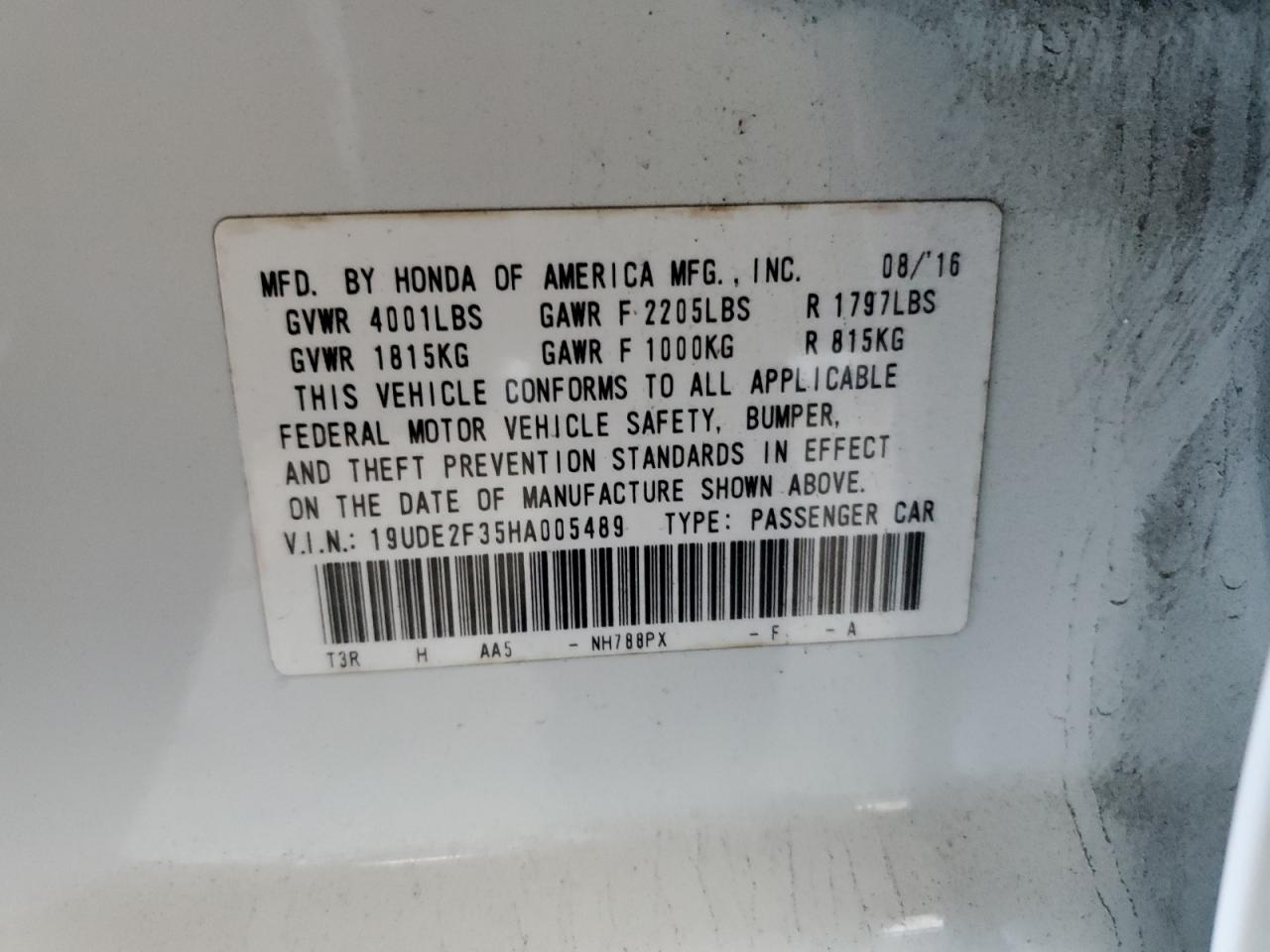 2017 Acura Ilx Base Watch Plus VIN: 19UDE2F35HA005489 Lot: 92063645