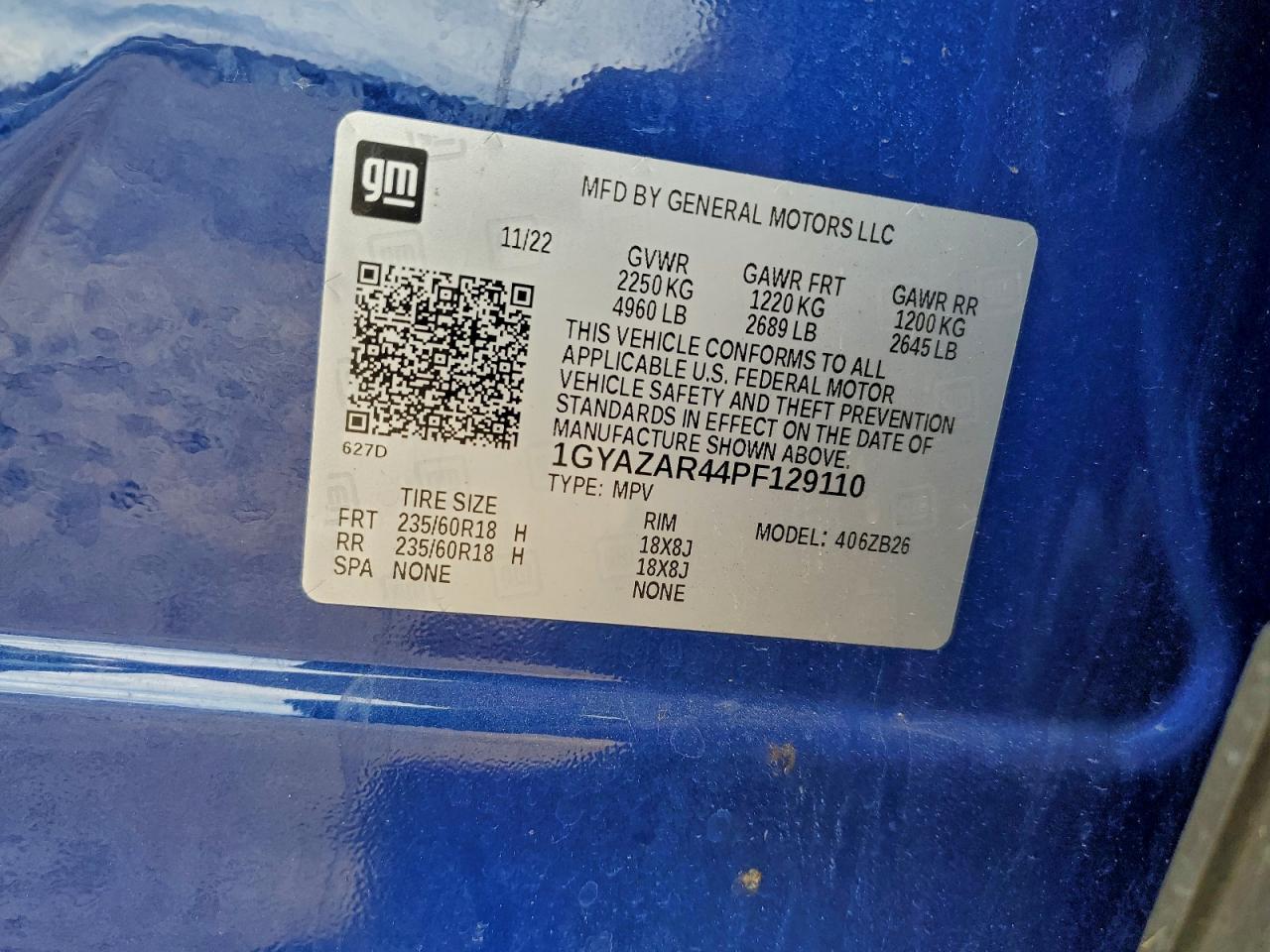 2023 Cadillac Xt4 Luxury VIN: 1GYAZAR44PF129110 Lot: 94388585