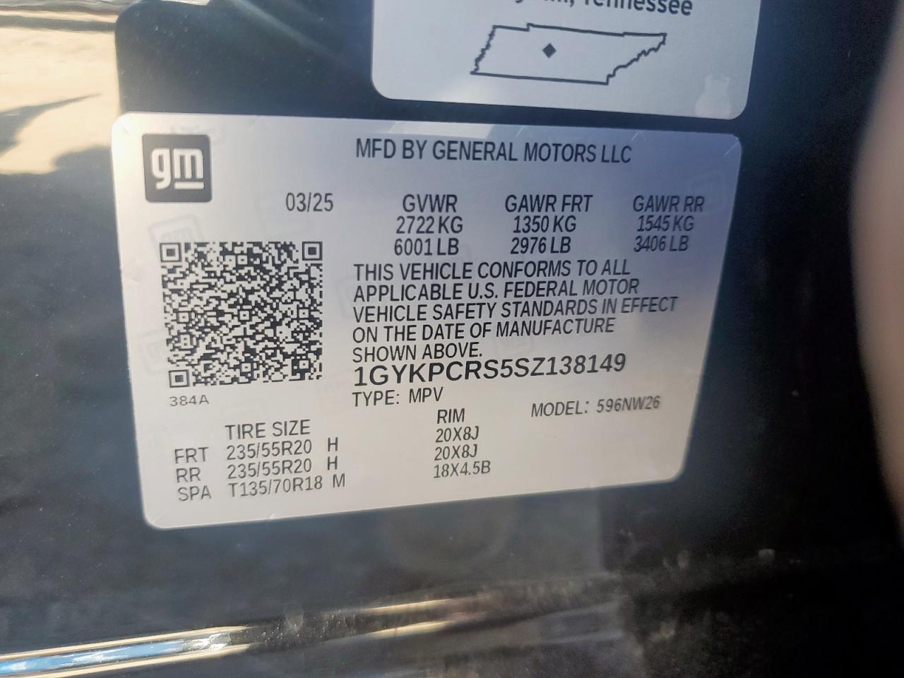 2025 Cadillac Xt6 Premium Luxury VIN: 1GYKPCRS5SZ138149 Lot: 91253485