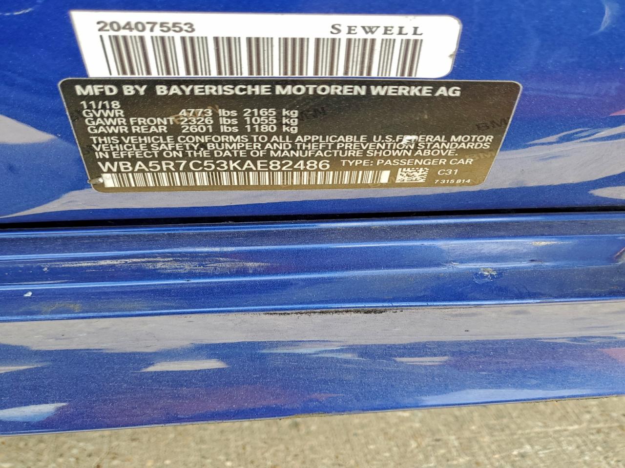 2019 BMW 330Xi VIN: WBA5R7C53KAE82486 Lot: 92297715