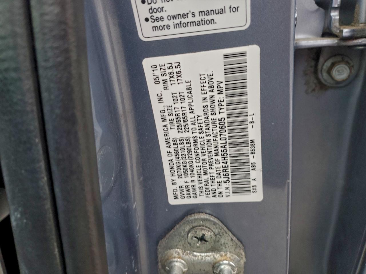 2010 Honda Cr-V Ex VIN: 5J6RE4H55AL070605 Lot: 93412445