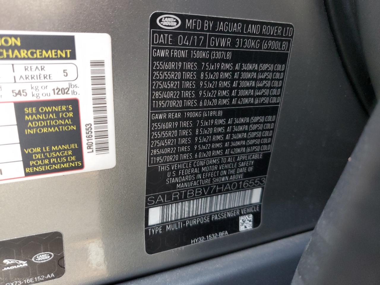 2017 Land Rover Discovery First Edition VIN: SALRTBBV7HA016553 Lot: 91654805