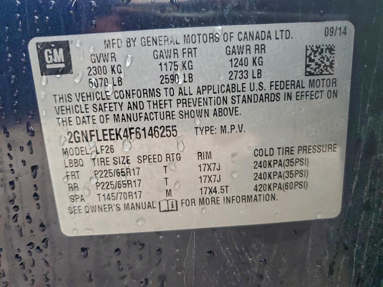 2015 Chevrolet Equinox Ls VIN: 2GNFLEEK4F6146255 Lot: 93632295