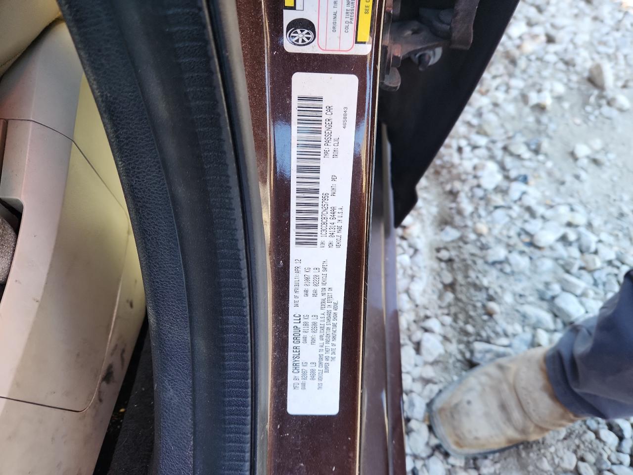 2012 Chrysler 200 Limited VIN: 1C3CCBCB7CN257956 Lot: 92866985