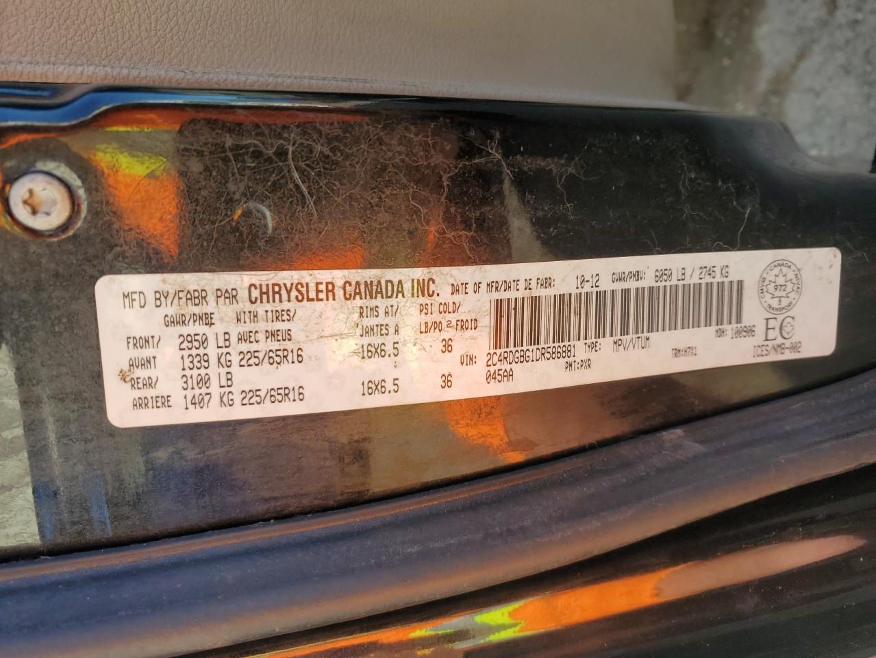 2013 Dodge Grand Caravan Se VIN: 2C4RDGBG1DR586881 Lot: 92365805