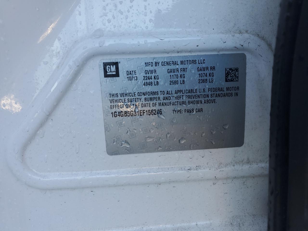 2014 Buick Lacrosse VIN: 1G4GB5G31EF156246 Lot: 93489005