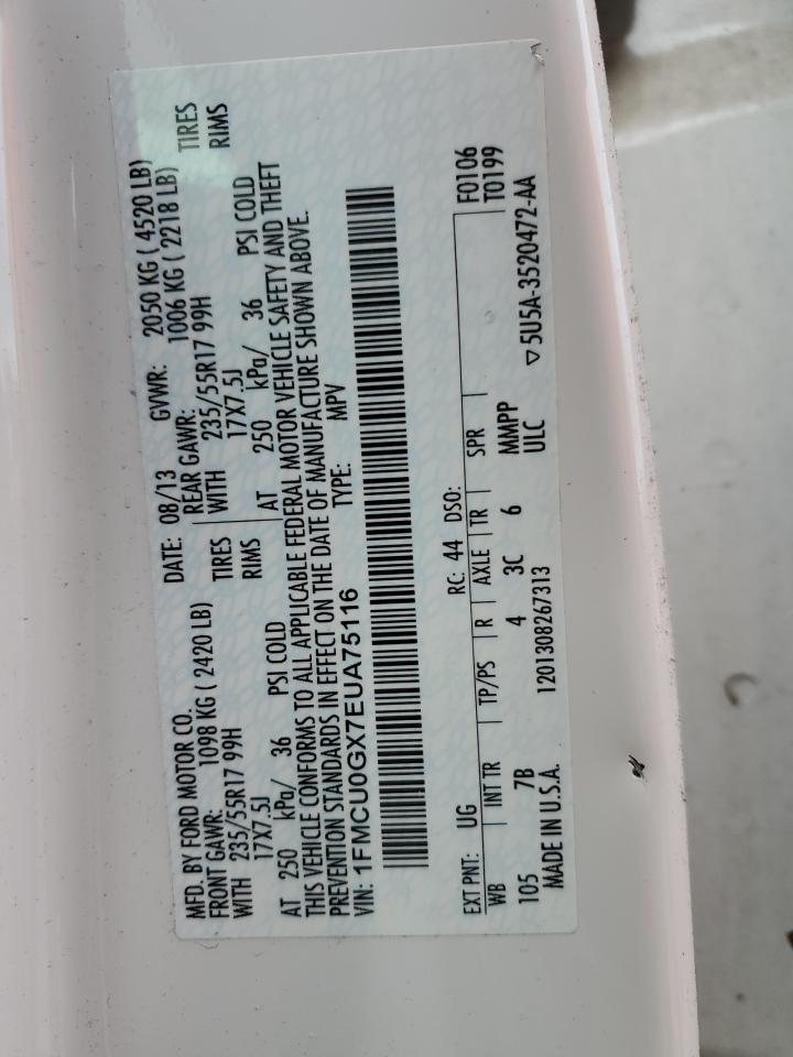 2014 Ford Escape Se VIN: 1FMCU0GX7EUA75116 Lot: 91356625