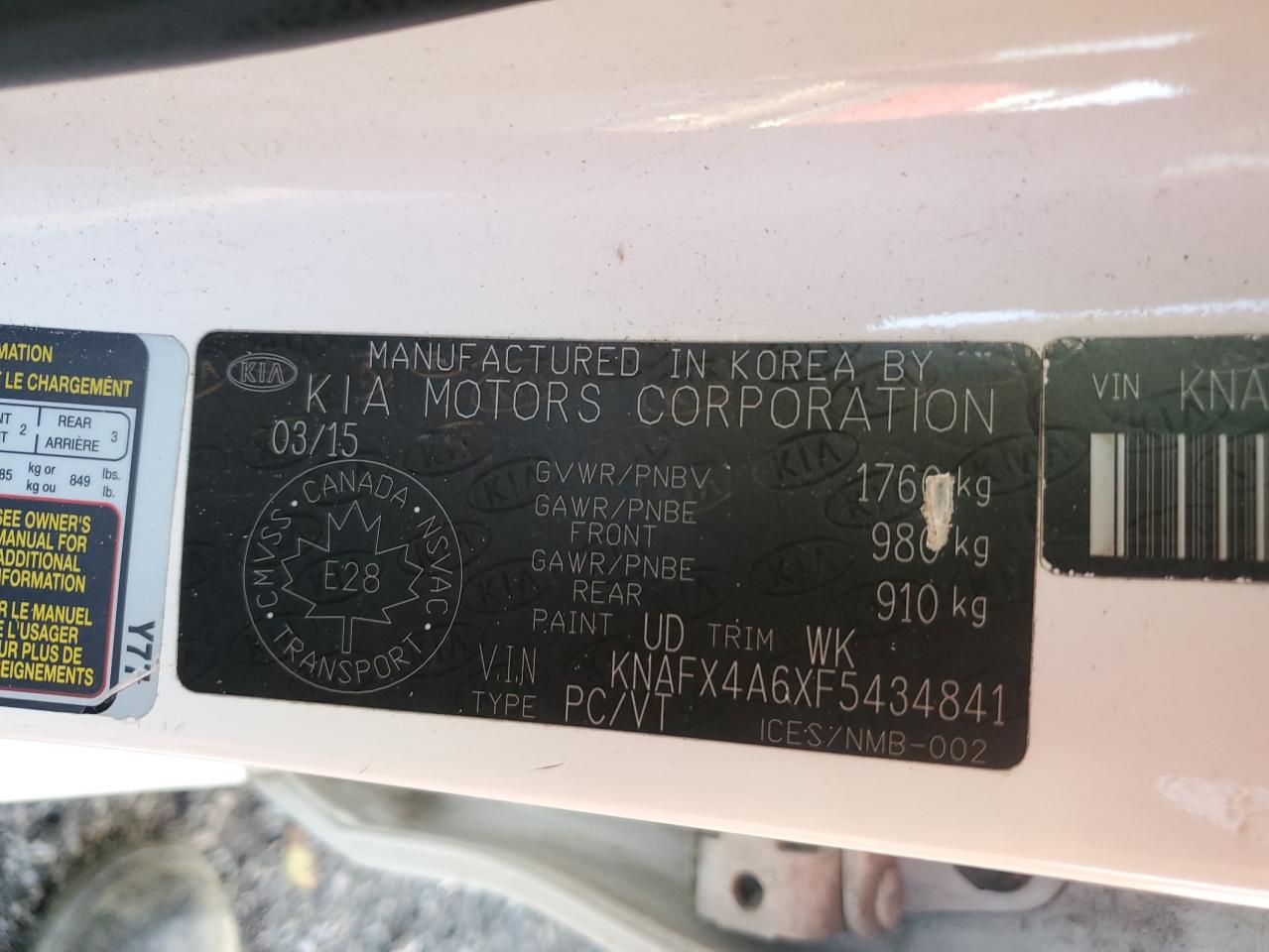 2015 Kia Forte Lx VIN: KNAFX4A6XF5434841 Lot: 93018965