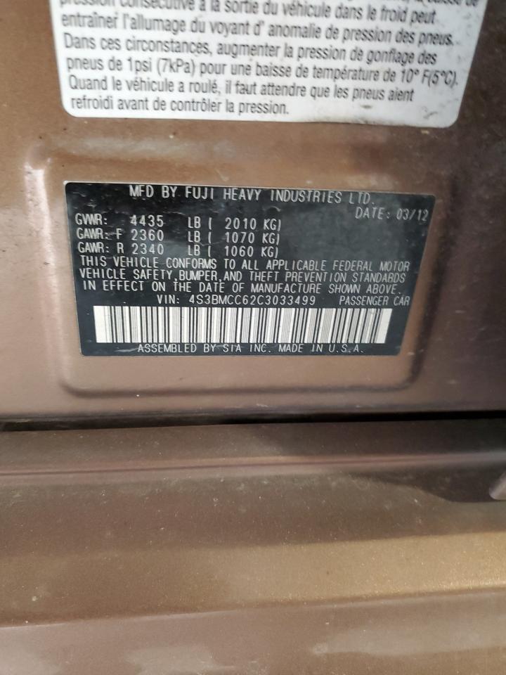 2012 Subaru Legacy 2.5I Premium VIN: 4S3BMCC62C3033499 Lot: 91718975
