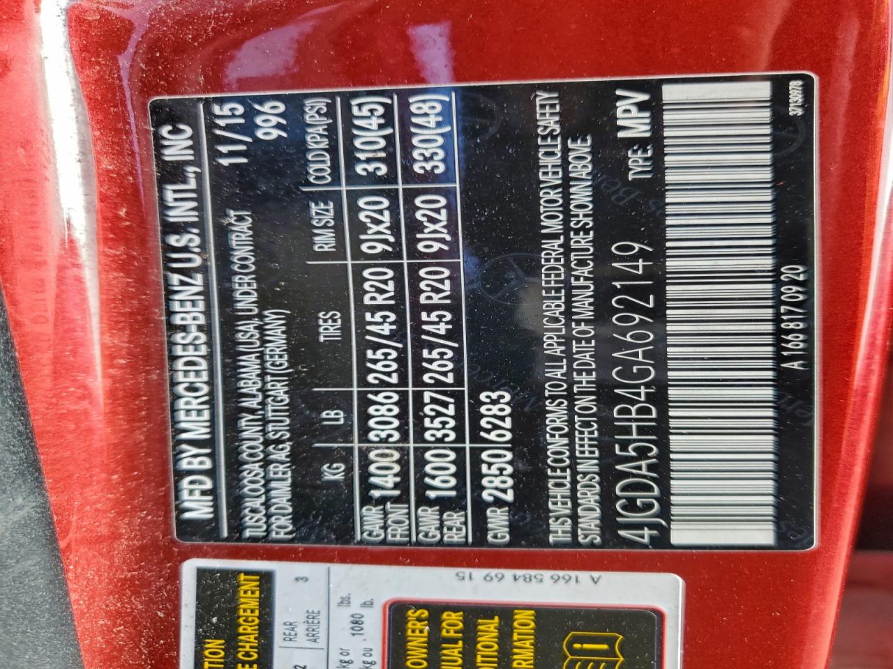 2016 Mercedes-Benz Gle 350 4Matic VIN: 4JGDA5HB4GA692149 Lot: 93223315