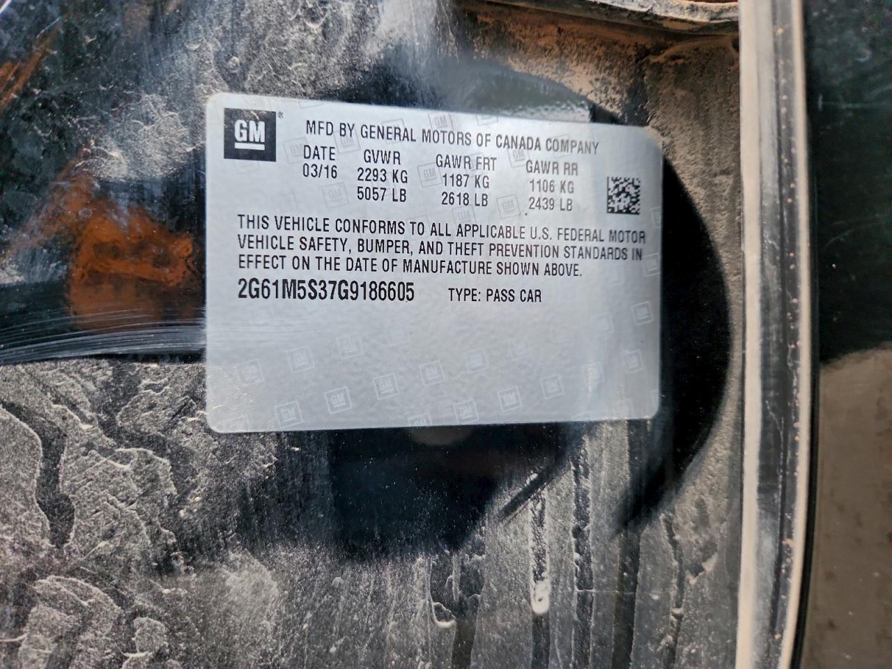 2016 Cadillac Xts Luxury Collection VIN: 2G61M5S37G9186605 Lot: 93835675