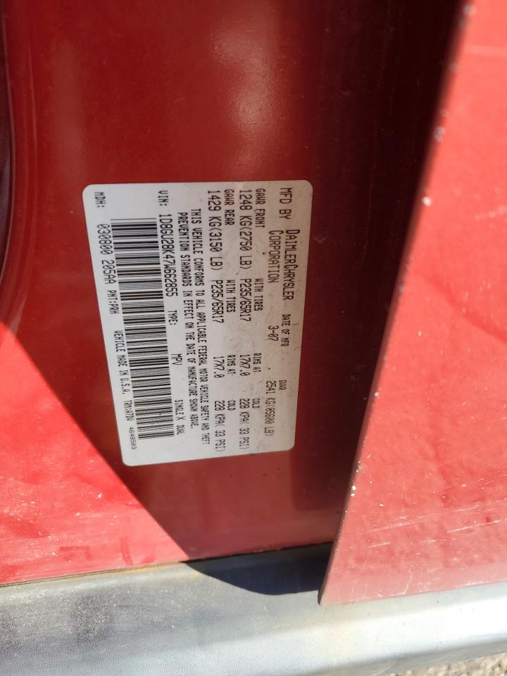 2007 Dodge Nitro Sxt VIN: 1D8GU28K47W662855 Lot: 93296135