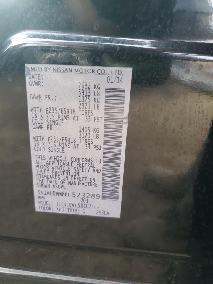 2014 Infiniti Qx60 VIN: 5N1AL0MM8EC523289 Lot: 91344285