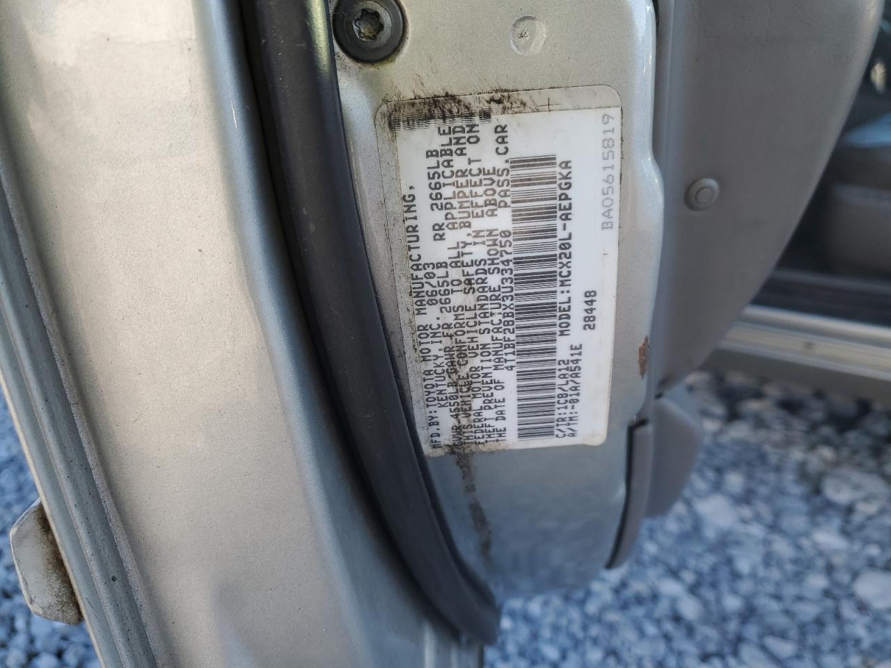 2003 Toyota Avalon Xl VIN: 4T1BF28BX3U334750 Lot: 92299775