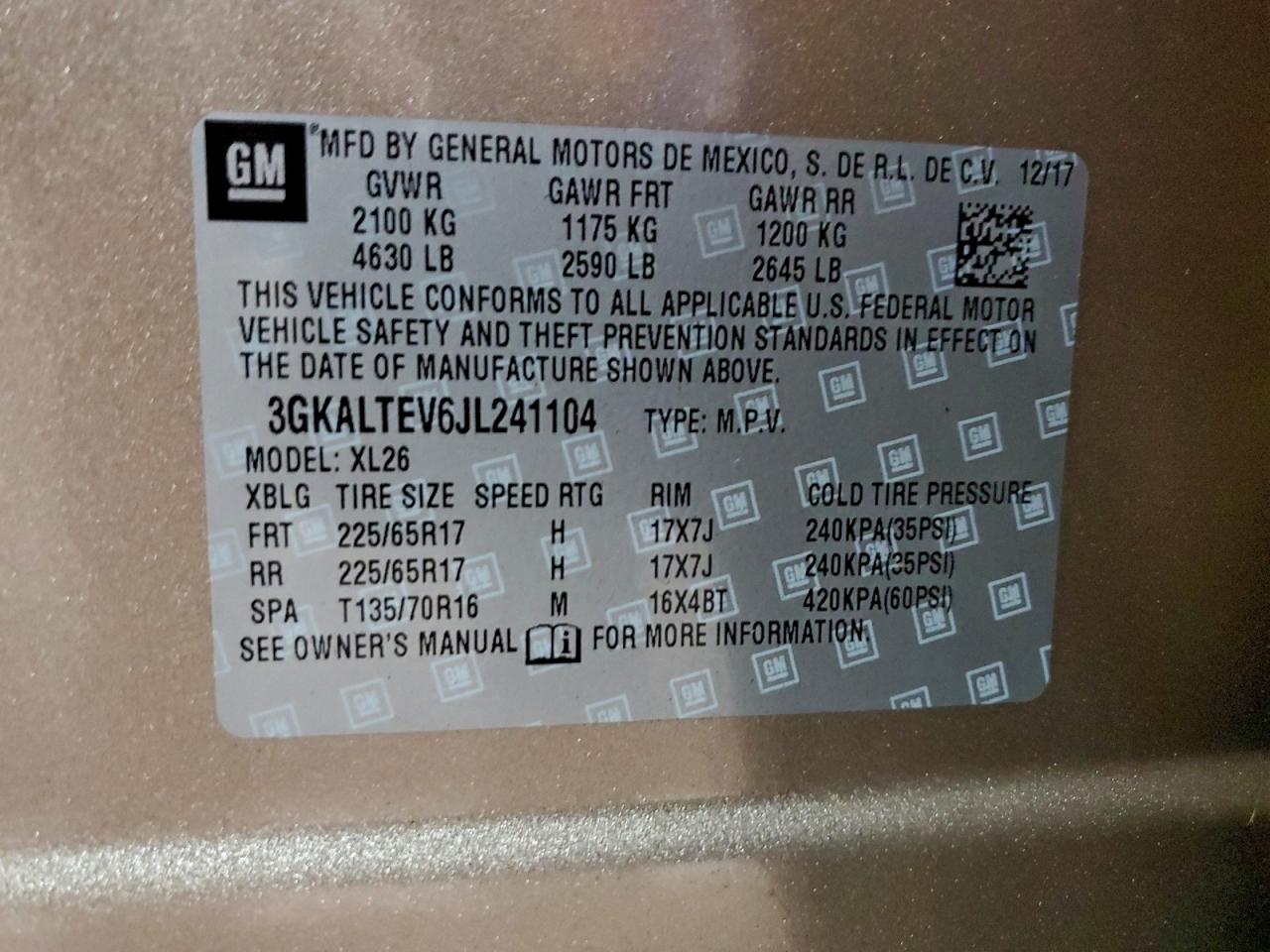 2018 GMC Terrain Sle VIN: 3GKALTEV6JL241104 Lot: 94242985