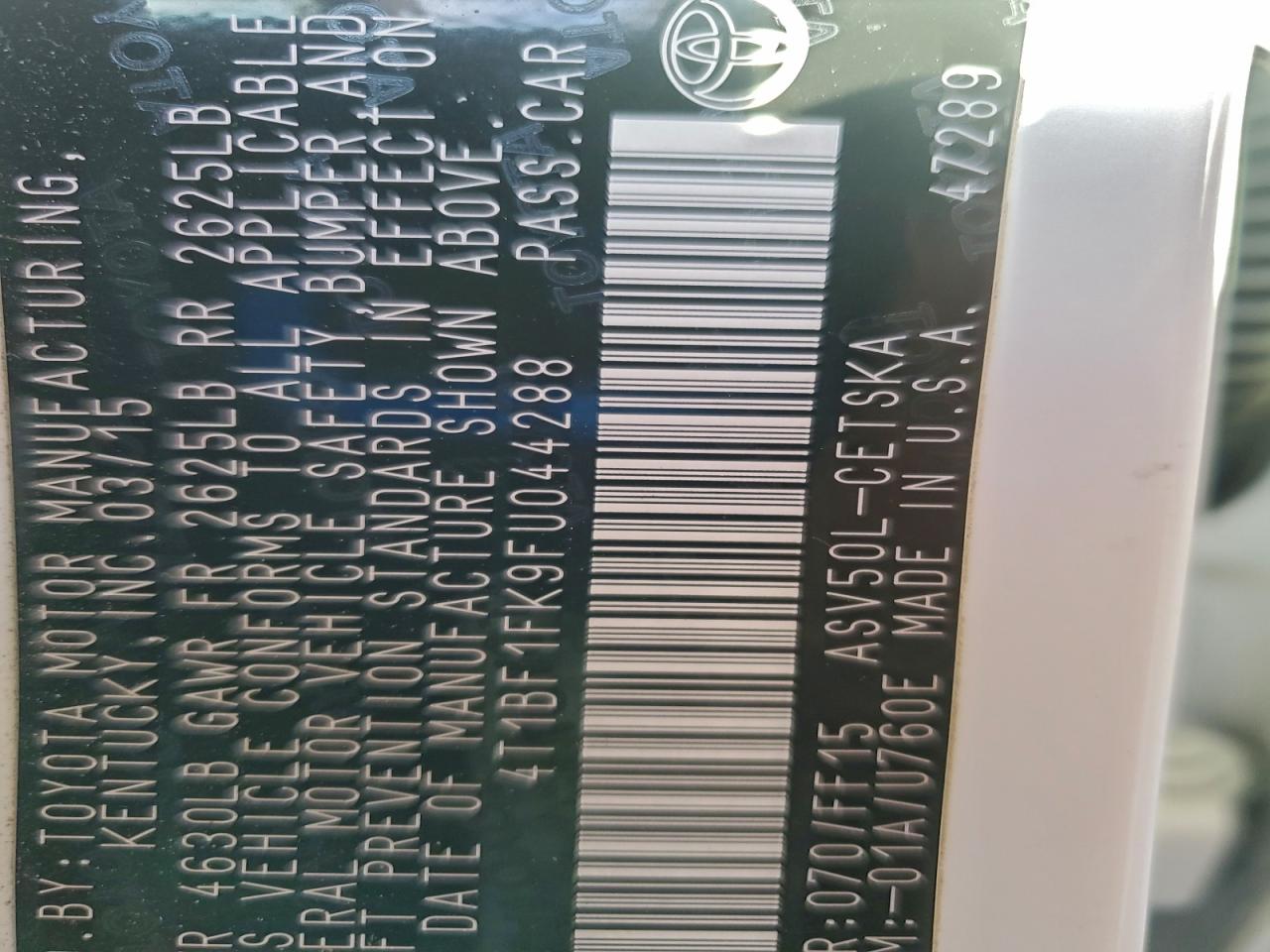 2015 Toyota Camry Le VIN: 4T1BF1FK9FU044288 Lot: 94996065