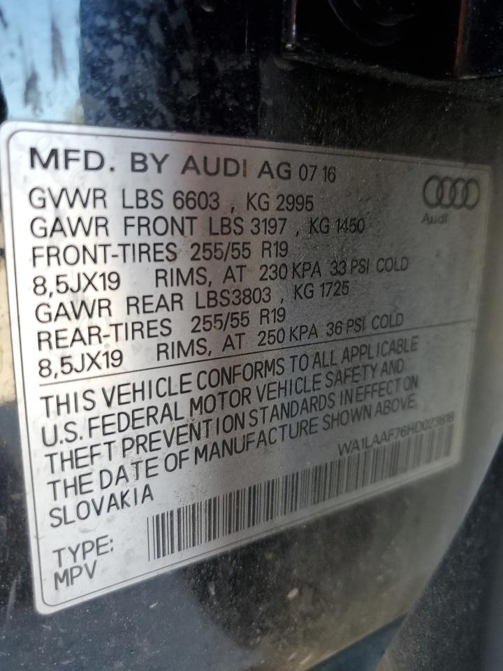 2017 Audi Q7 Premium Plus VIN: WA1LAAF76HD023818 Lot: 93284005