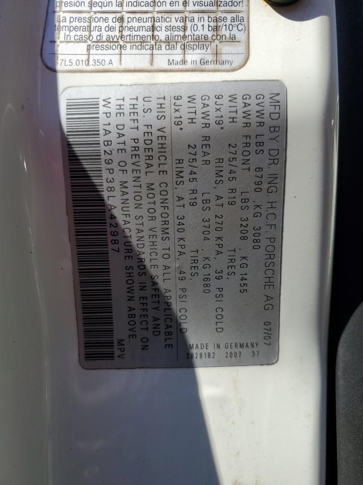 2008 Porsche Cayenne S VIN: WP1AB29P38LA42987 Lot: 91454265