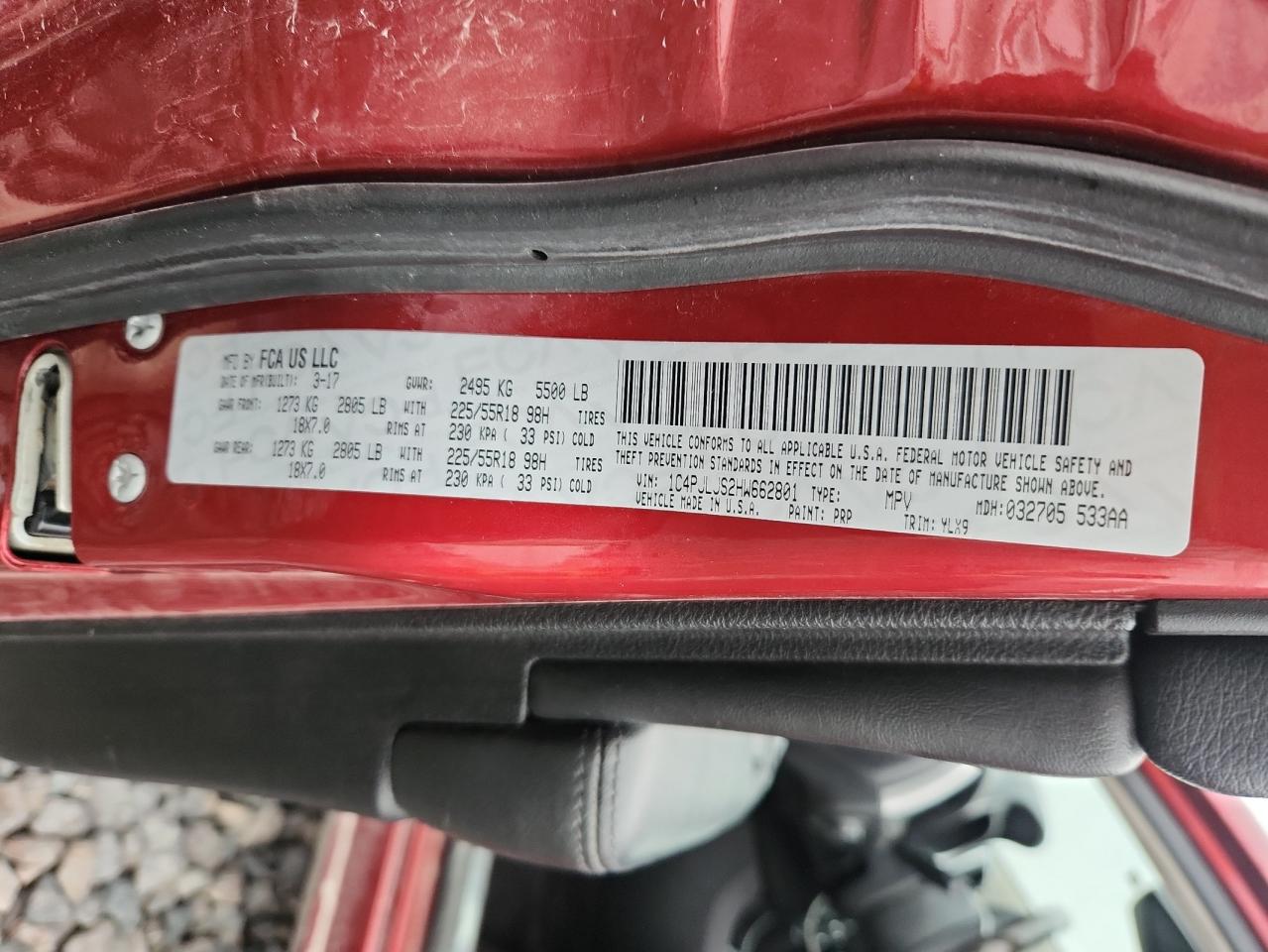 2017 Jeep Cherokee Overland VIN: 1C4PJLJS2HW662801 Lot: 92998875