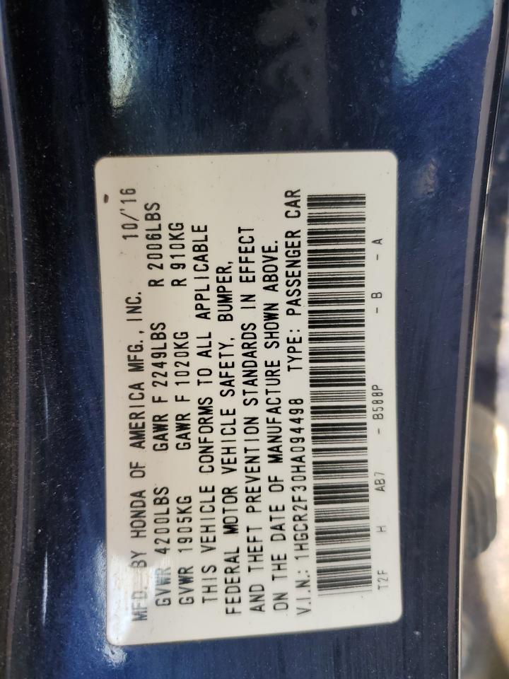 2017 Honda Accord Lx VIN: 1HGCR2F30HA094498 Lot: 92707555