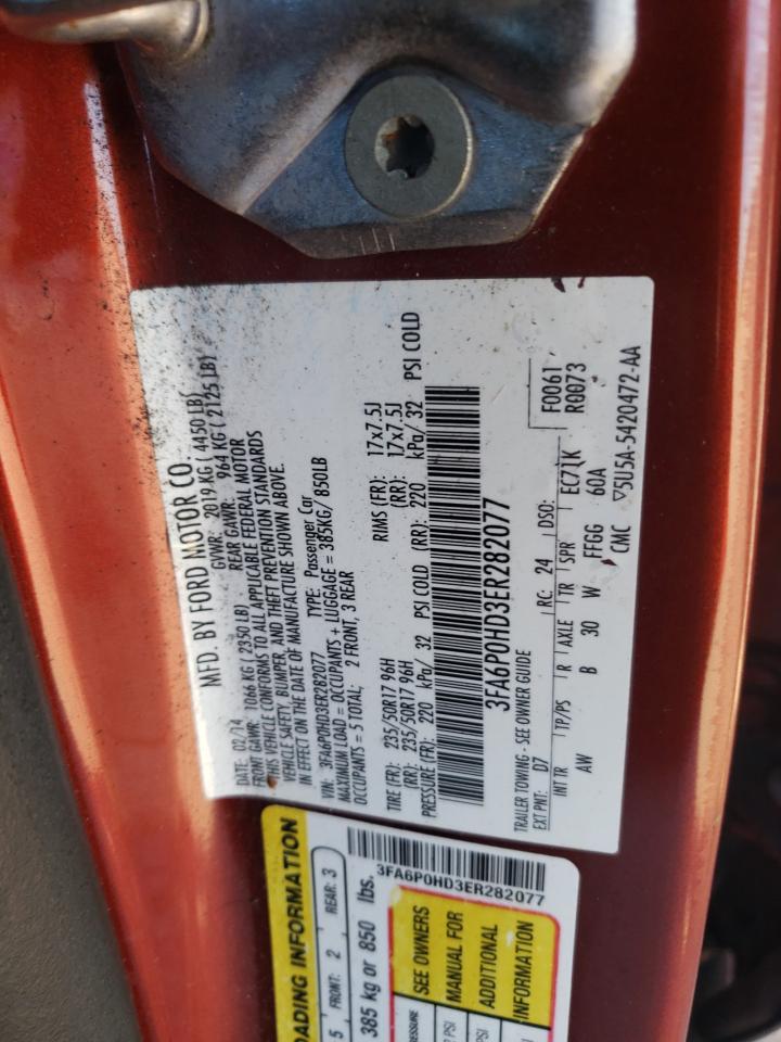 2014 Ford Fusion Se VIN: 3FA6P0HD3ER282077 Lot: 85433915