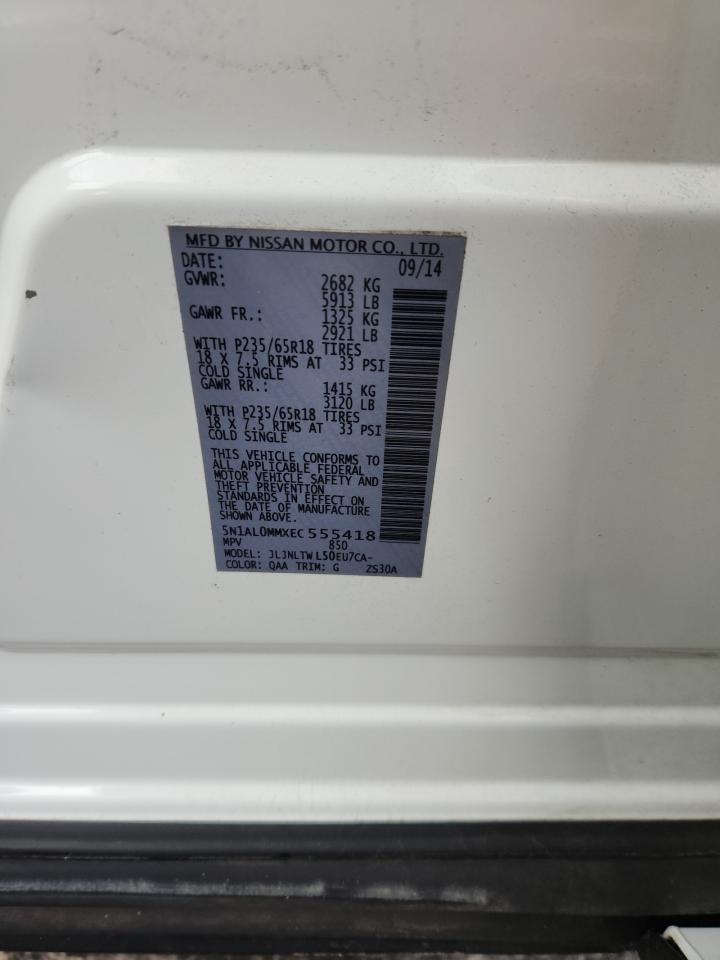 2014 Infiniti Qx60 VIN: 5N1AL0MMXEC555418 Lot: 91217445