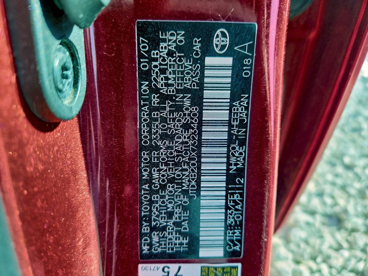 2007 Toyota Prius VIN: JTDKB20UX73234608 Lot: 94564045