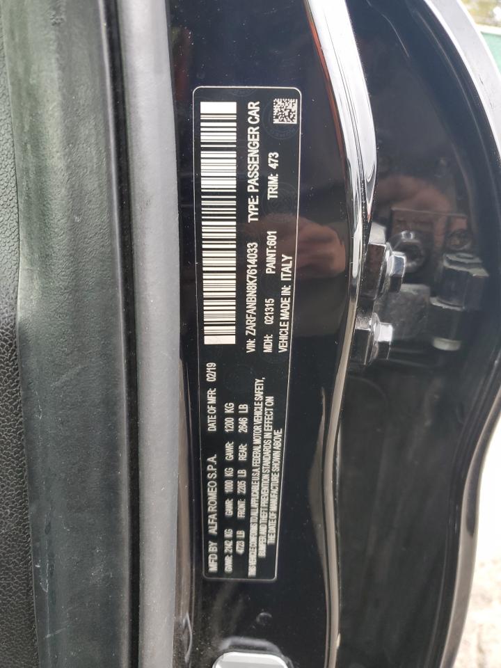 2019 Alfa Romeo Giulia Ti VIN: ZARFANBN8K7614033 Lot: 92722215