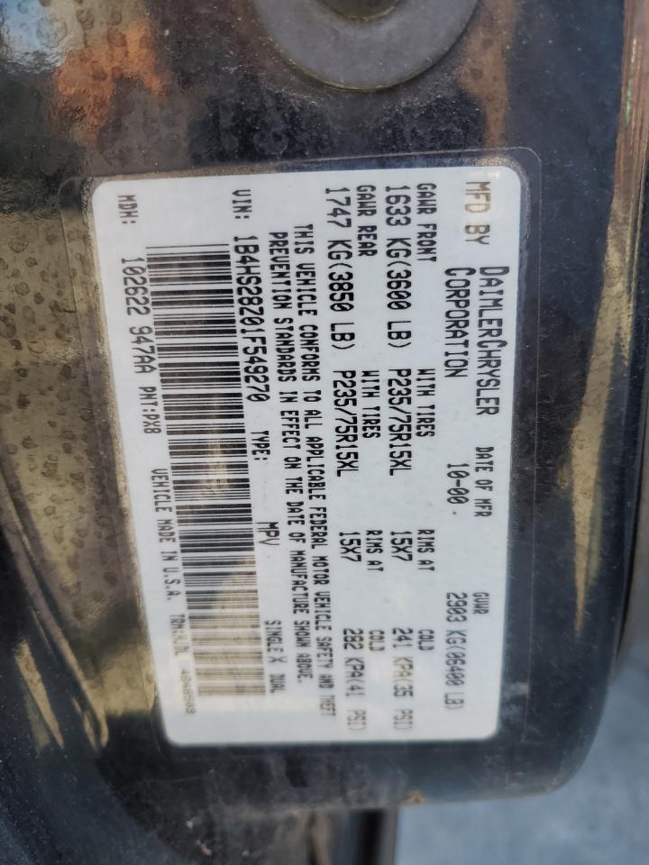 2001 Dodge Durango VIN: 1B4HS28Z01F549270 Lot: 91891925