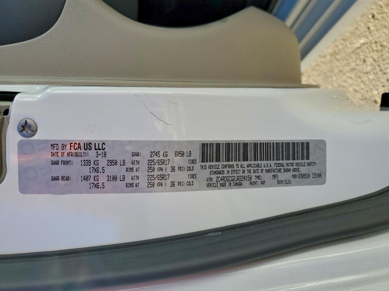 2018 Dodge Grand Caravan Sxt VIN: 2C4RDGCG2JR224150 Lot: 94086405