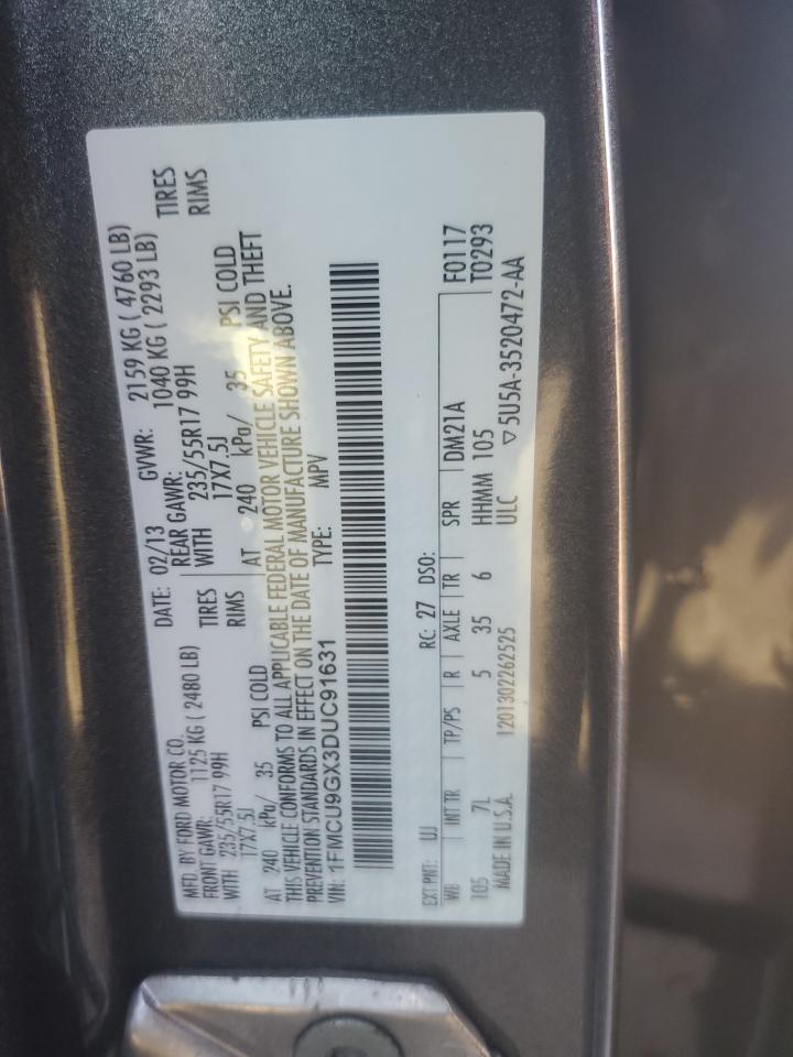 2013 Ford Escape Se VIN: 1FMCU9GX3DUC91631 Lot: 92845155