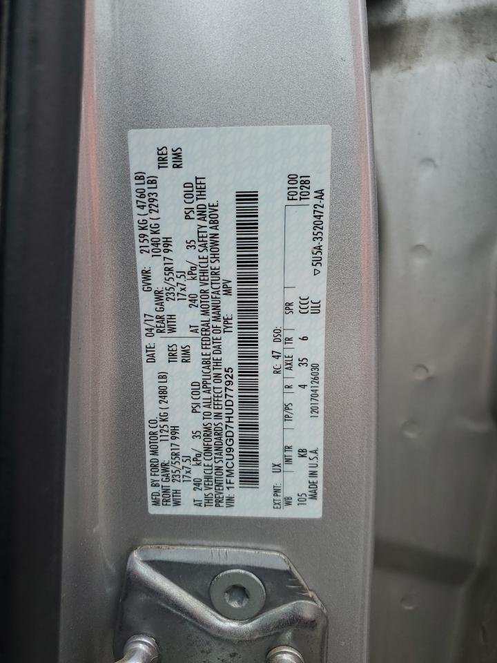 2017 Ford Escape Se VIN: 1FMCU9GD7HUD77925 Lot: 93703605