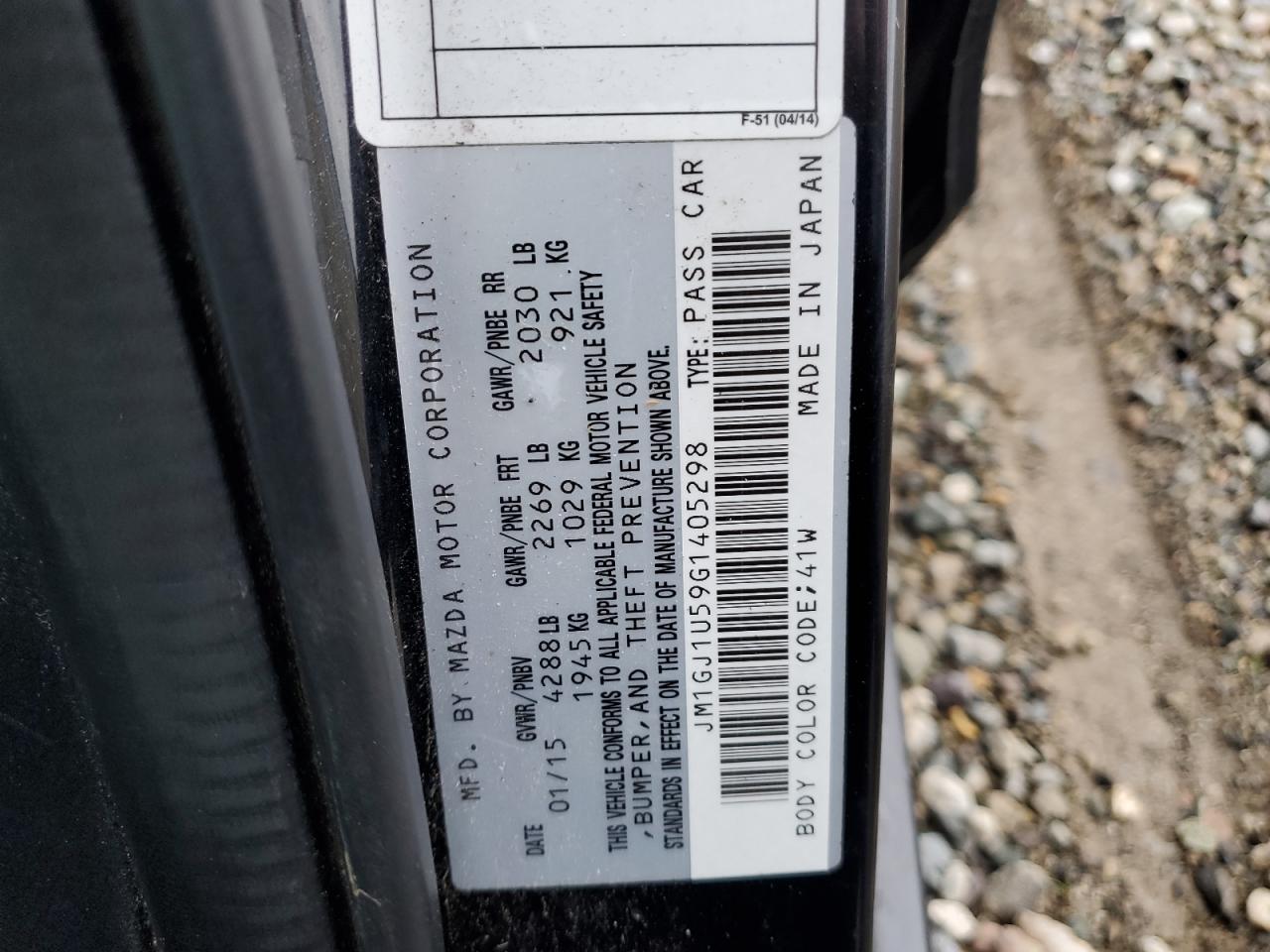 2016 Mazda 6 Sport VIN: JM1GJ1U59G1405298 Lot: 93553275