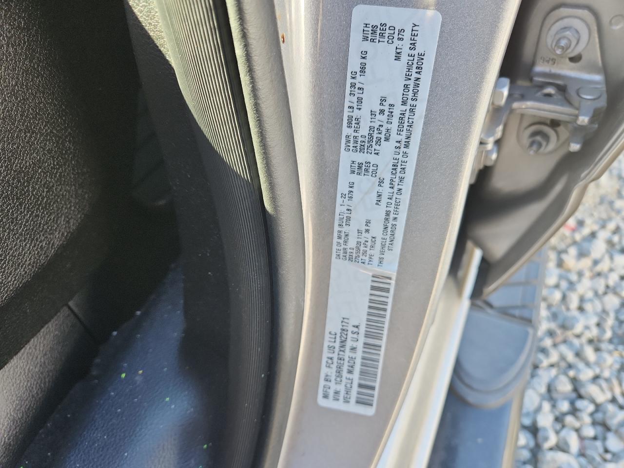 2022 Ram 1500 Big Horn/Lone Star VIN: 1C6RREBTXNN228171 Lot: 91304045