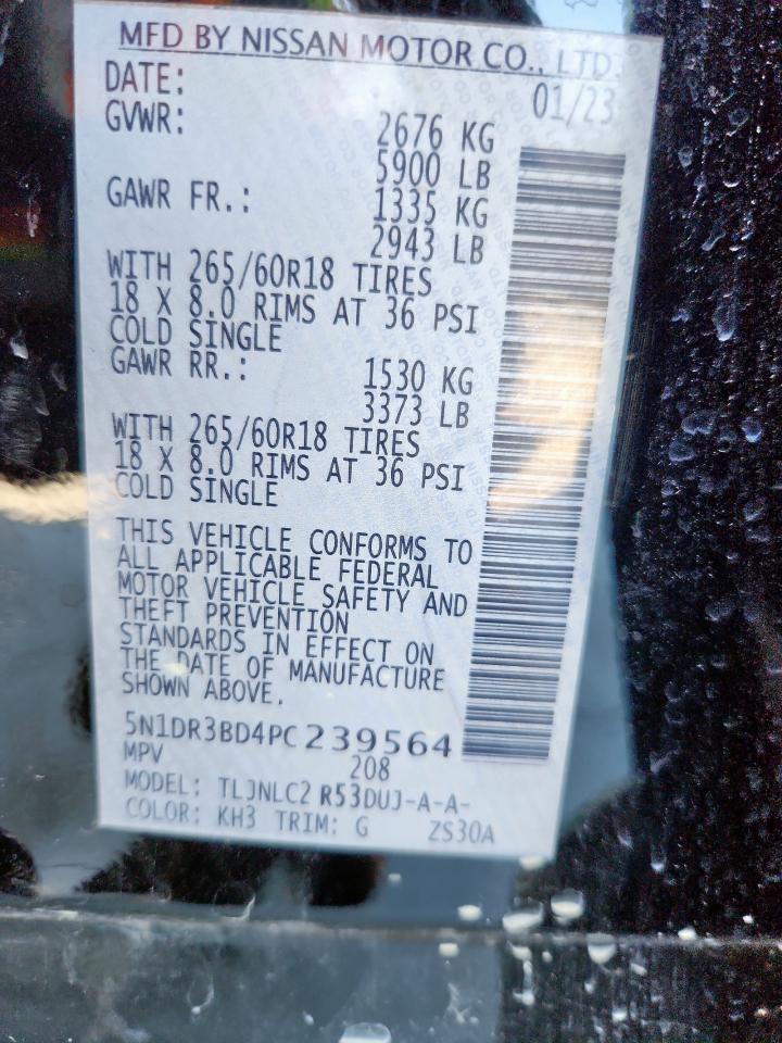 2023 Nissan Pathfinder Sv VIN: 5N1DR3BD4PC239564 Lot: 92099695