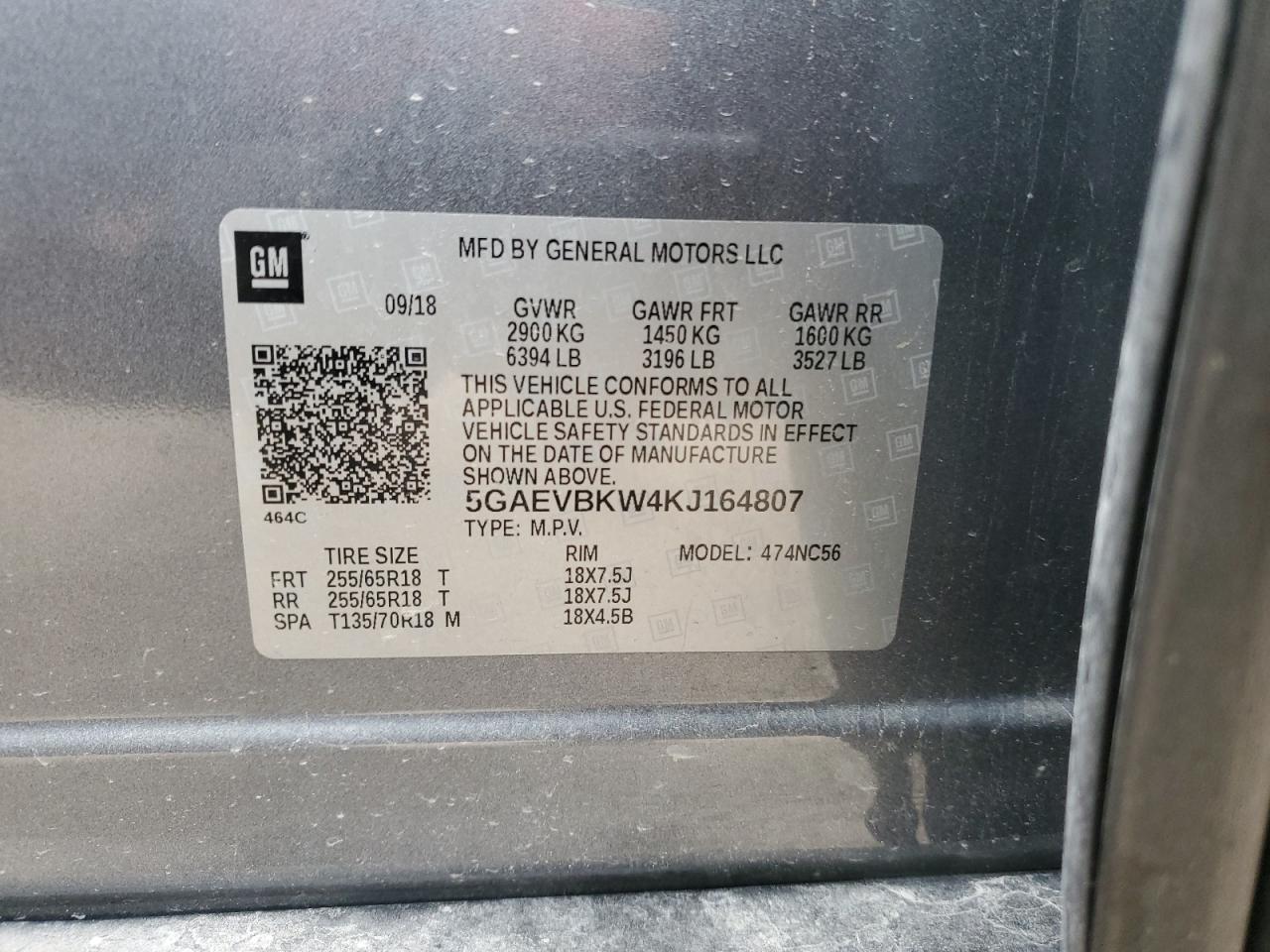 2019 Buick Enclave Premium VIN: 5GAEVBKW4KJ164807 Lot: 91224045