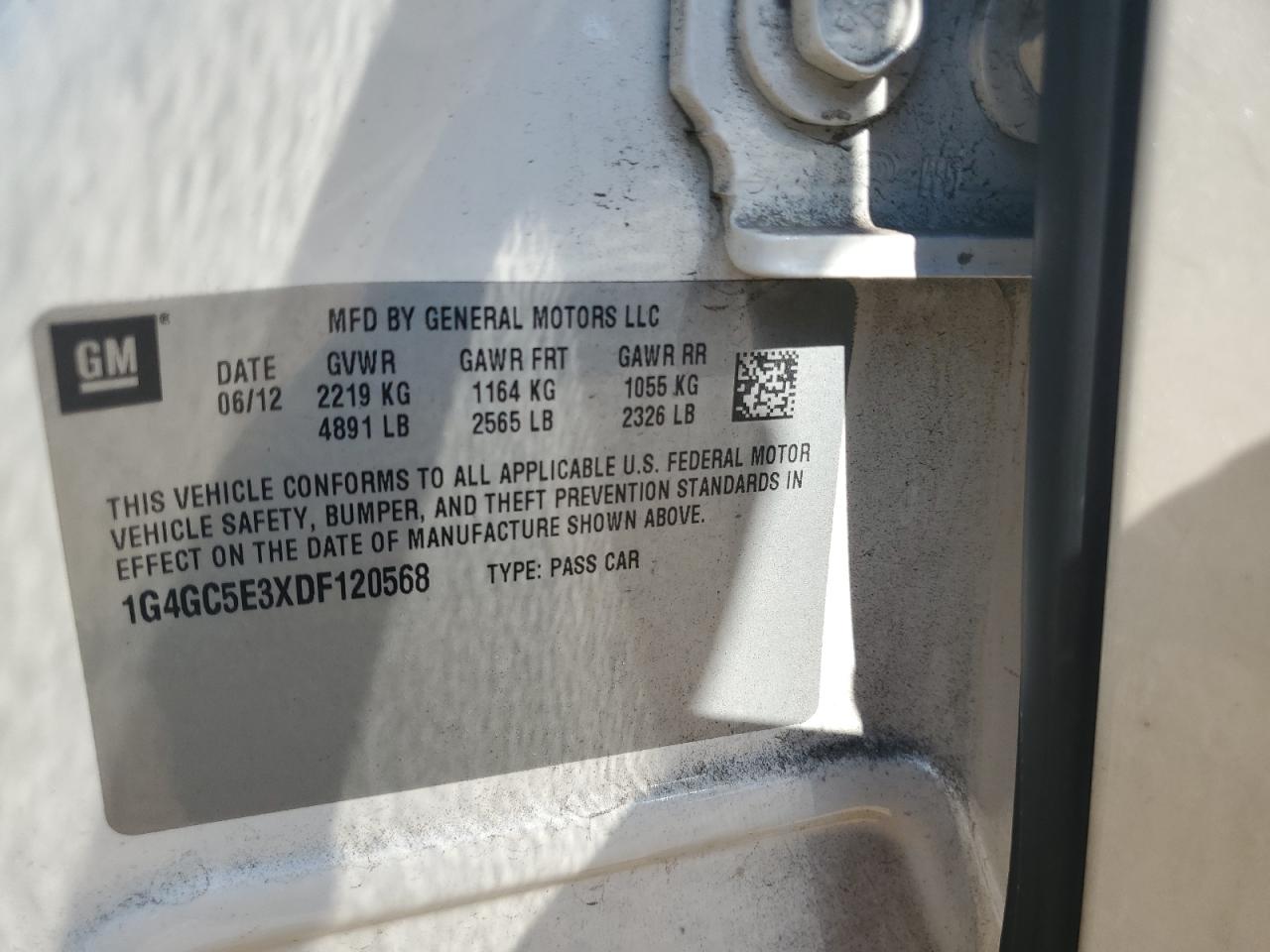 2013 Buick Lacrosse VIN: 1G4GC5E3XDF120568 Lot: 91573075