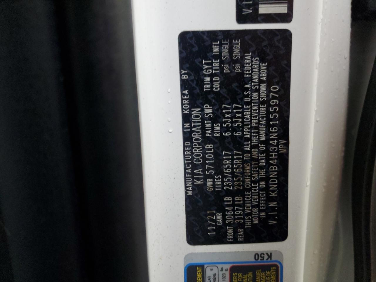 2022 Kia Carnival Lx VIN: KNDNB4H34N6155970 Lot: 93478165