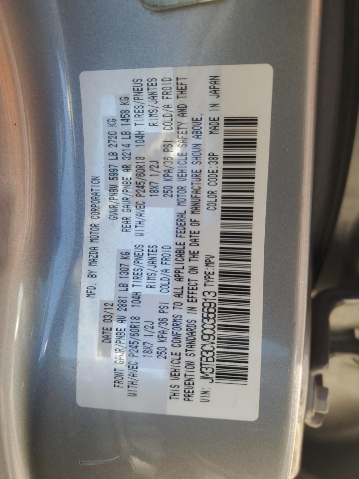 2012 Mazda Cx-9 VIN: JM3TB3CV9C0356913 Lot: 91596305