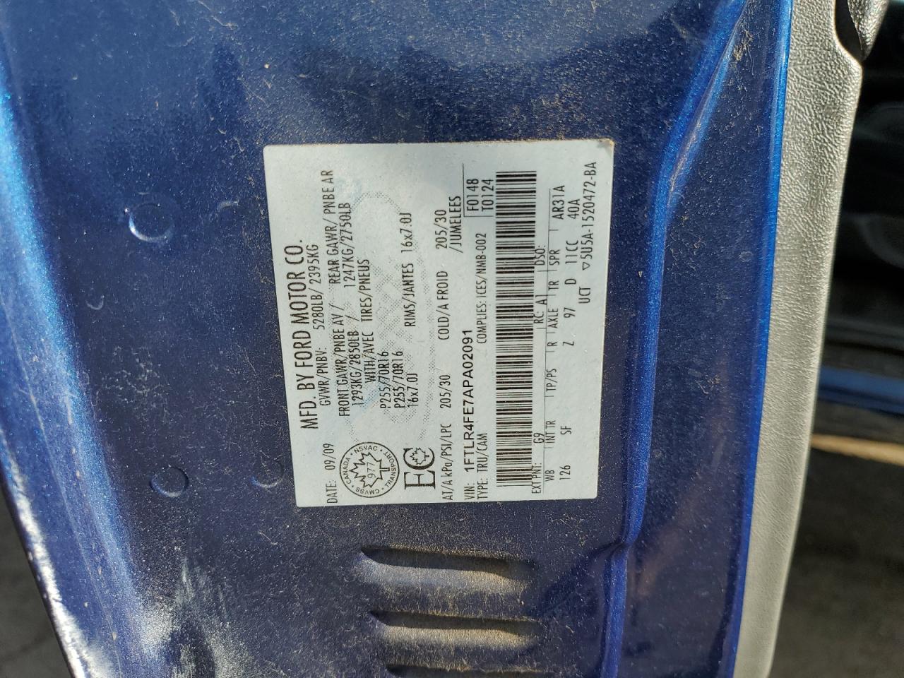 2010 Ford Ranger Super Cab VIN: 1FTLR4FE7APA02091 Lot: 91226605