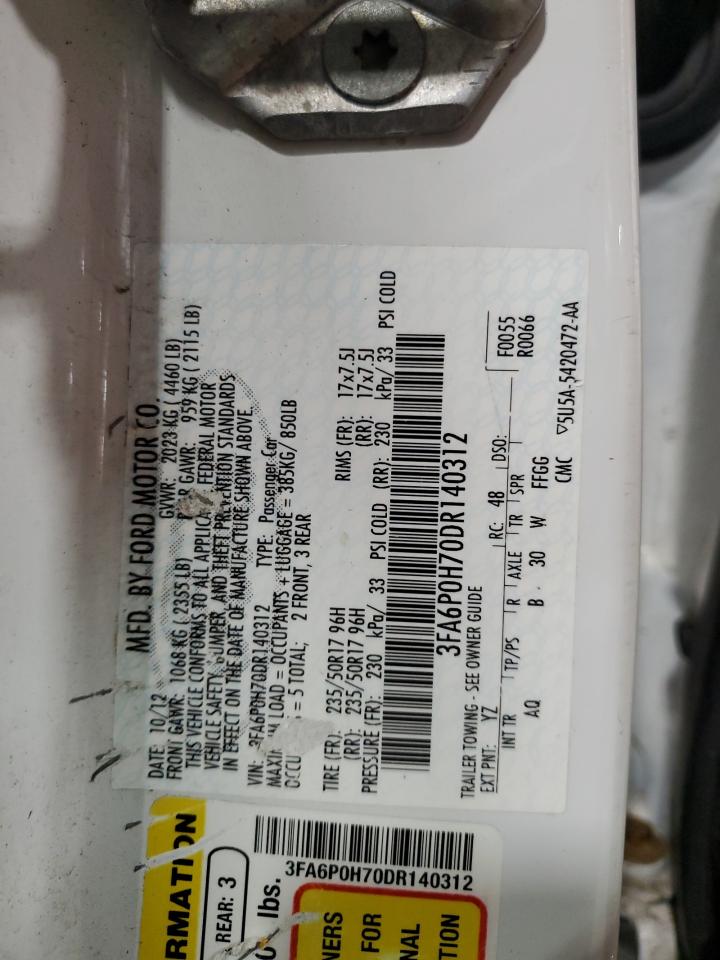 2013 Ford Fusion Se VIN: 3FA6P0H70DR140312 Lot: 90835855