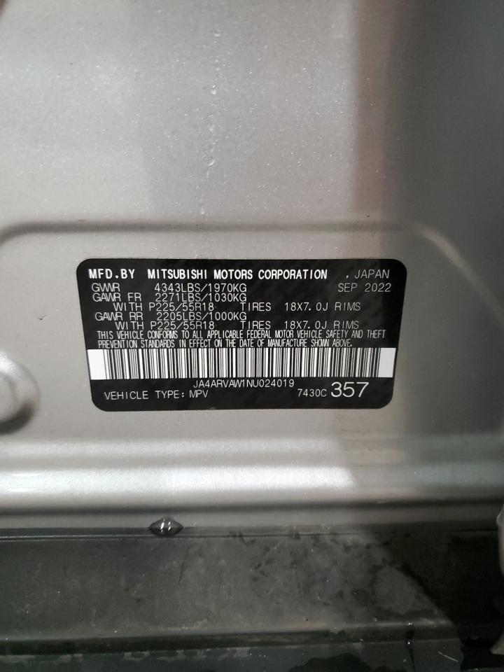 2022 Mitsubishi Outlander Sport Gt VIN: JA4ARVAW1NU024019 Lot: 93587955