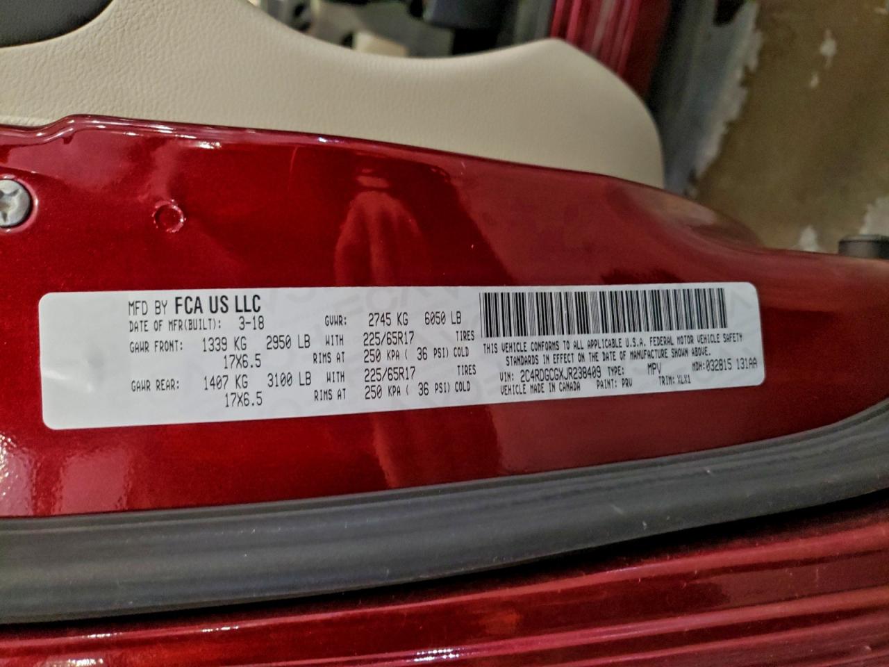 2018 Dodge Grand Caravan Sxt VIN: 2C4RDGCGXJR238409 Lot: 93839395