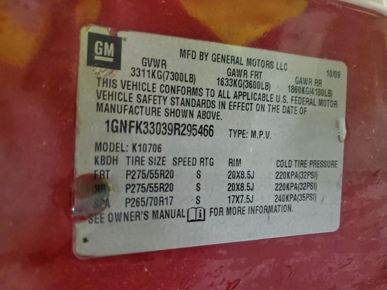 2009 Chevrolet Tahoe K1500 Ltz VIN: 1GNFK33039R295466 Lot: 92399635