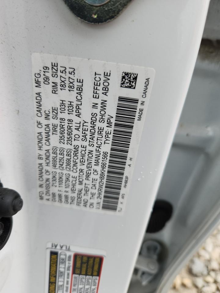 2019 Honda Cr-V Exl VIN: 2HKRW2H88KH661566 Lot: 91013195